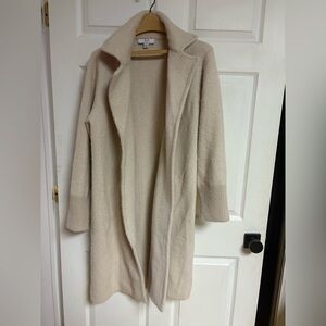 Elegant Cream herringbone Women's Sweater Coat large